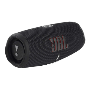 Two JBL Charge 5 speakers connected using PartyBoost, creating stereo sound for a lively indoor party.