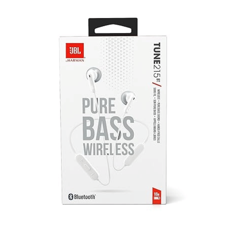 JBL Tune 215BT Wireless Neckband Earbuds white JBL Tune 215BT Wireless Neckband Earbuds white