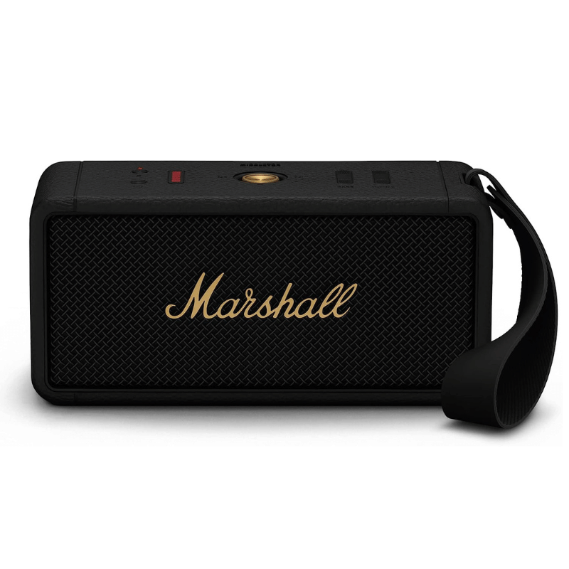 3 Marshall Middleton Portable Bluetooth Speaker, Black and Brass