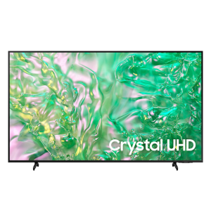 A gamer using the Samsung DU8100 with Auto Low Latency Mode for seamless gaming.