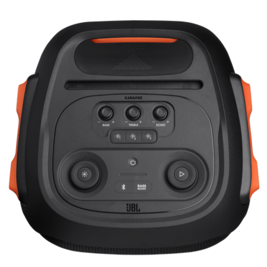 Ultimate Party Experience with JBL 710 PartyBox Group of friends enjoying a party with the JBL 710 PartyBox featuring powerful sound and light show.