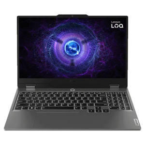 Lenovo LOQ gaming laptop featuring Intel i5-13450HX processor and NVIDIA RTX 3050 6GB graphics, showcasing a sleek design ideal for gaming and multitasking