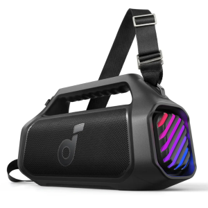 Close-up of Boom 2 Plus speaker with dynamic BassUp™ 2.0 technology.