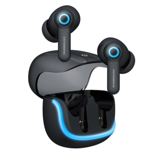 Powerology Quad Mic ENC TWS Earphones in charging case