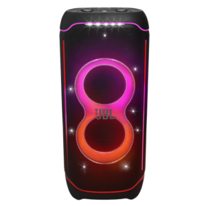 Close-up of JBL PartyBox Ultimate controls and JBL One app interface.