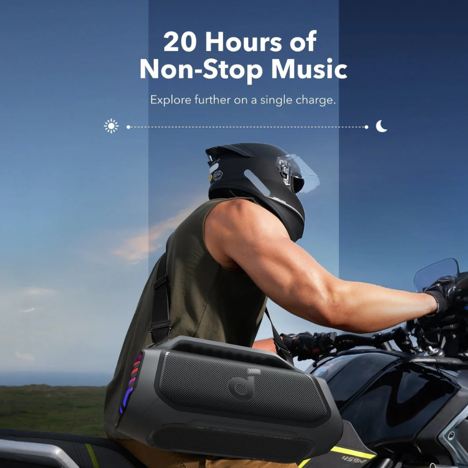 Poolside Fun with Boom 2 Plus Speaker Anker Soundcore Boom 2 Plus speaker beside the pool, waterproof and floatable.