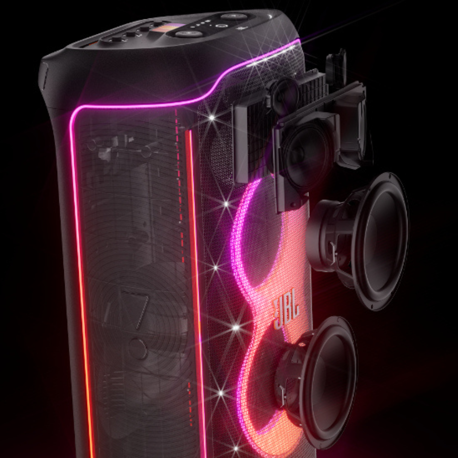 JBL PartyBox Ultimate with Light Effects JBL PartyBox Ultimate speaker with dynamic light show.