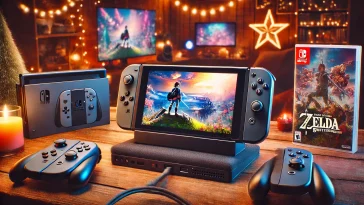 -sleek-and-modern-Nintendo-Switch-OLED-console-displayed-in-a-dynamic-setup.-The-scene-showcases-the-vibrant-7-inch-OLED