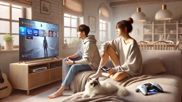 The image has been adjusted to feature the girl in a short, relaxing dress ps5 gaming