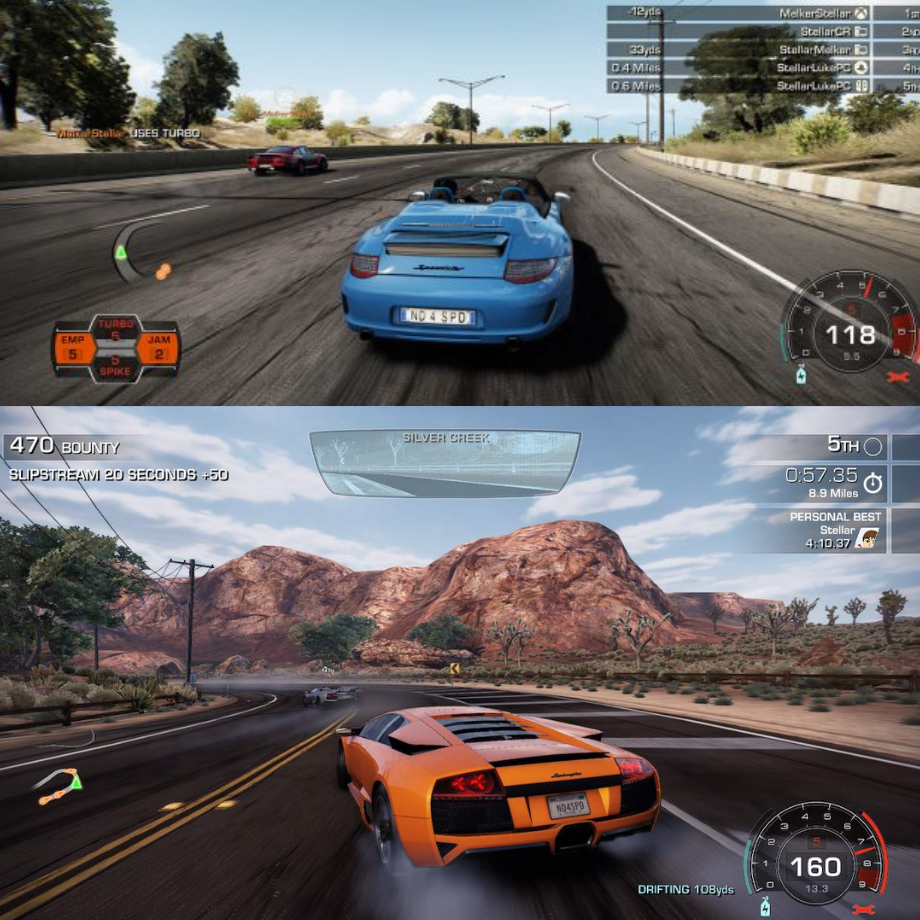Cross-Platform Multiplayer Action Cross-platform multiplayer gameplay in Need for Speed Hot Pursuit Remastered Nintendo Switch.
