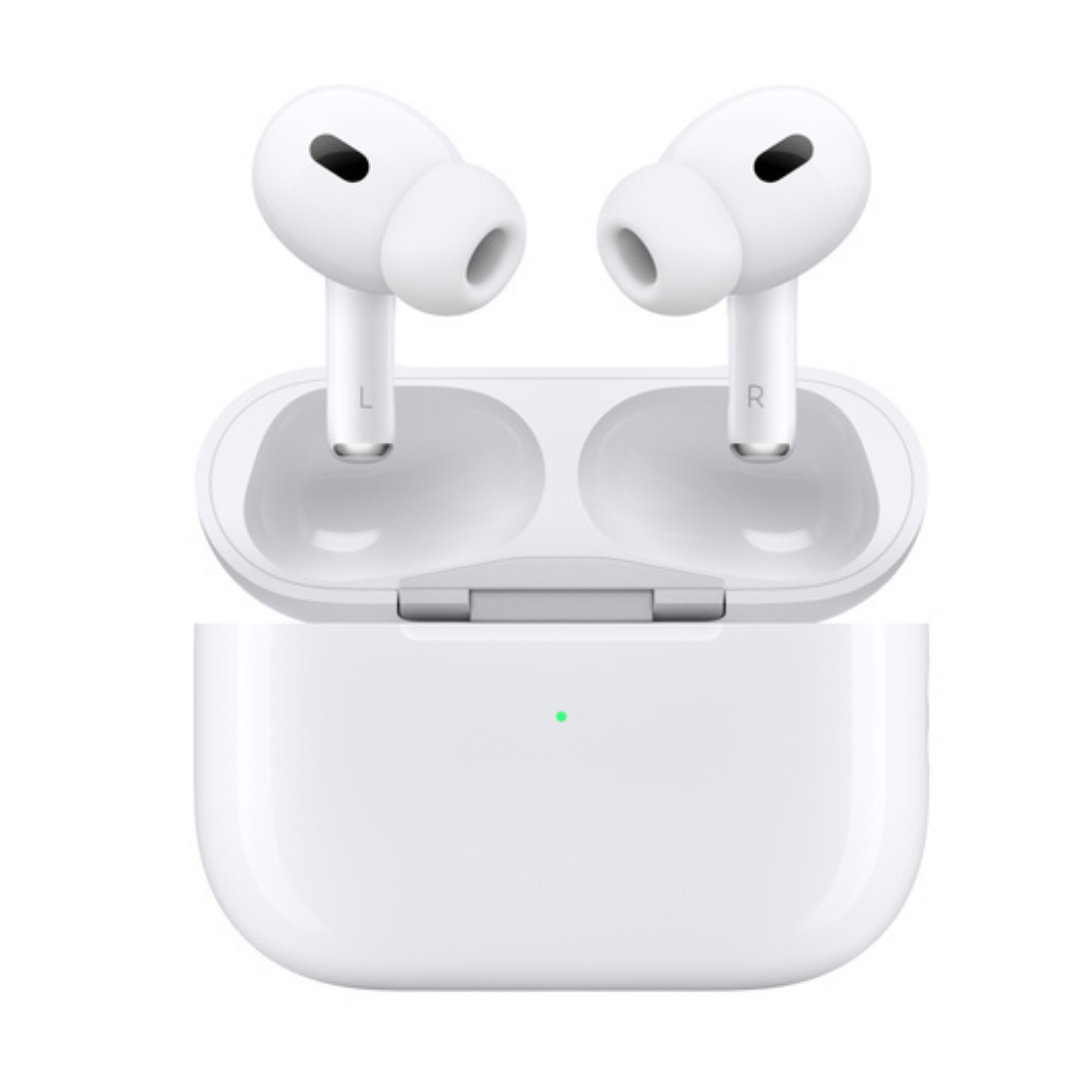 What’s in the Box - Apple AirPods Pro 2 Complete package of Apple AirPods Pro 2nd Generation including earbuds, USB-C charging case, and additional ear tips.