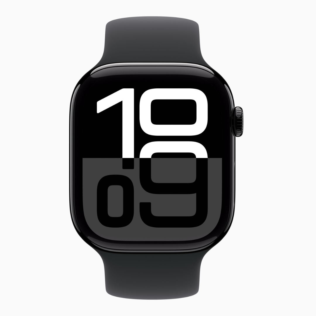 Apple Watch Series 10 - Larger Display and Thin Design Apple Watch Series 10 showcasing its 30% larger display with a thinner, sleeker design.