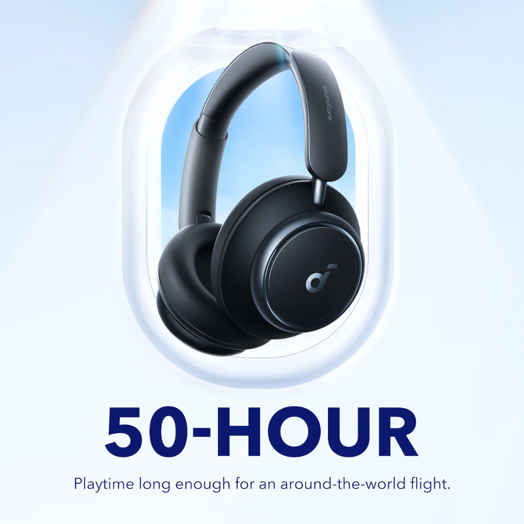 Adaptive ANC – 98% Noise Reduction for an Immersive Experience. Anker Space Q45 headphones demonstrating noise cancellation with background noise fading.
