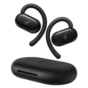 Close-up of Anker Soundcore V20i Open Ear Earbuds fitting securely in the ear